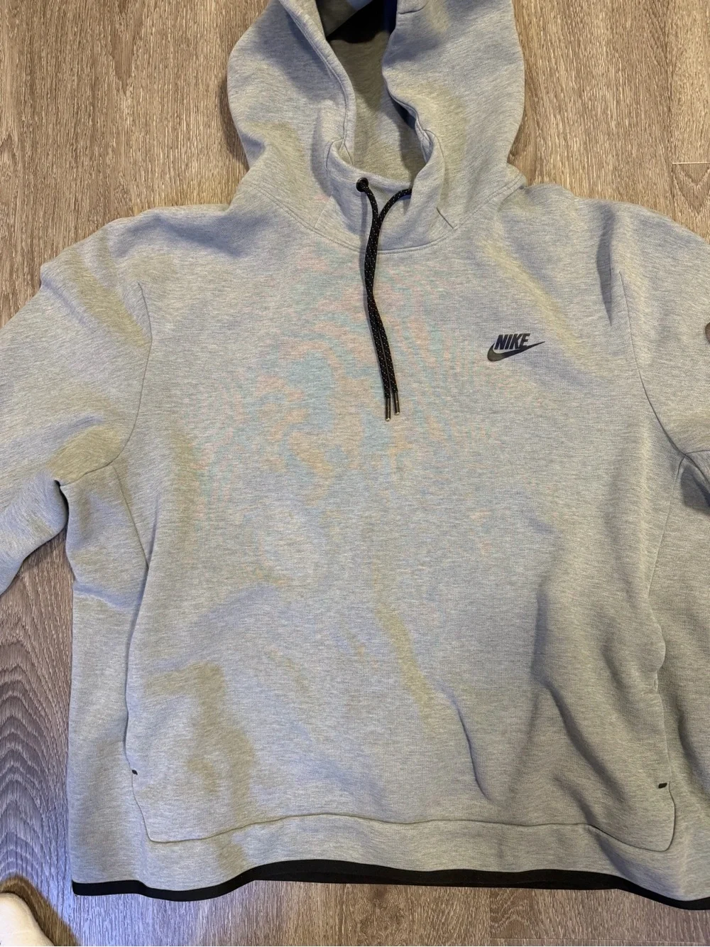 Nike Tech Fleece Hoodie Grey Pullover Sleeve Zip Pocket  XL In GUC
